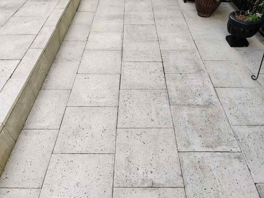 stone patio after cleaning